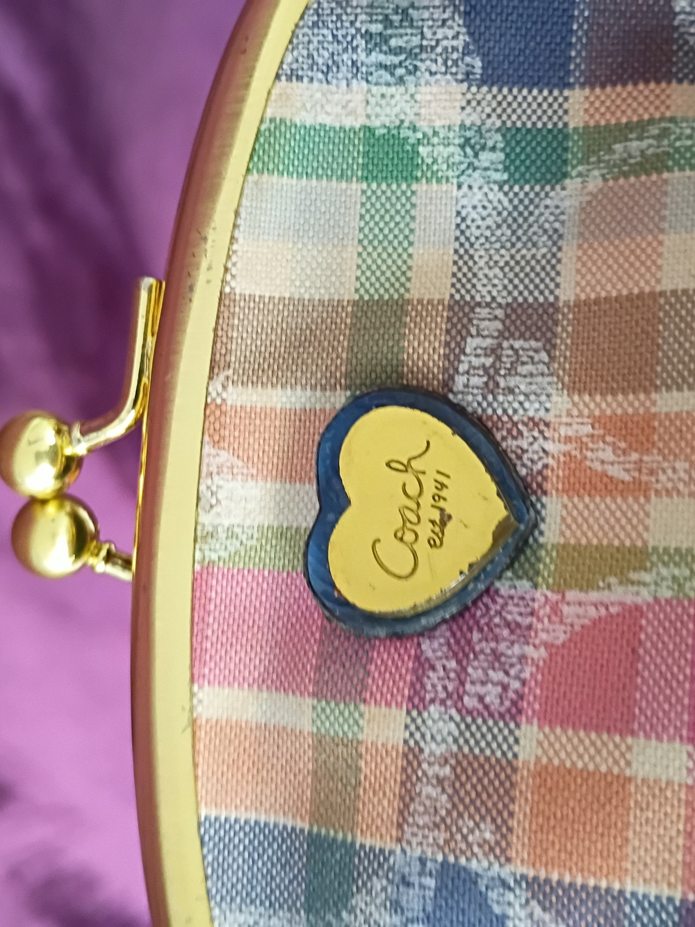 Coach Madras Kisslock Coin Pouch 🩷💜🩵 - Picture 10 of 13
